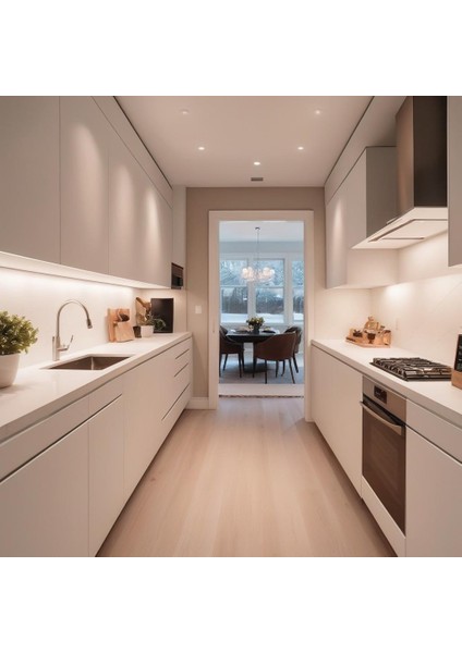 12V Yüksek Parlaklık 4040 Şerit LED Tak Çalıştır Hazır Set, 5 Metre Günışığı, Kumandalı Aç-Kapa Dimmer ve Adaptör Dahil, Gizli Aydınlatma, Mutfak, Tezgah, Dolap İçi ve Ayna İçin modelleri