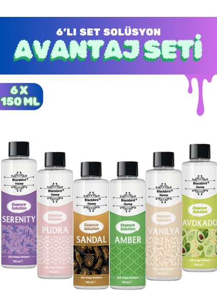 6'lı Avantaj Seti Sihirli Koku Etkili Çok Amaçlı Esans Solüsyon 6 x 150 ml