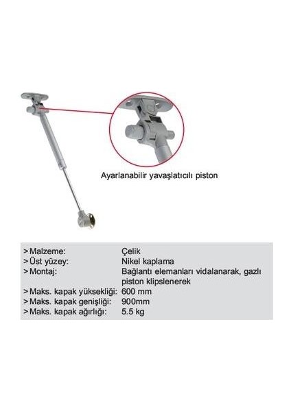 Notus Plus Gazlı Piston Frenli 120N (4 Adet) modelleri