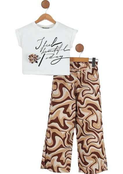 Viskon Desenli Pantolonlu 2 Li Kız çocuk takım - Kahverengi fiyatları