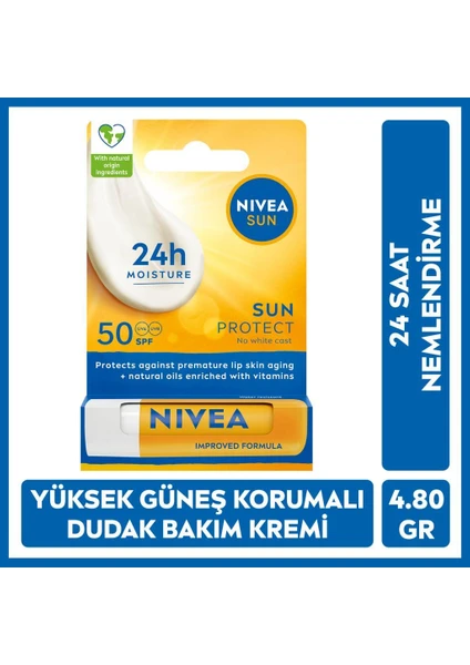 Sun Yüksek Güneş Korumalı Dudak Bakım Kremi 4.8gr, Spf50, 24 Saat Nemlendirici, E Ve C Vitamini