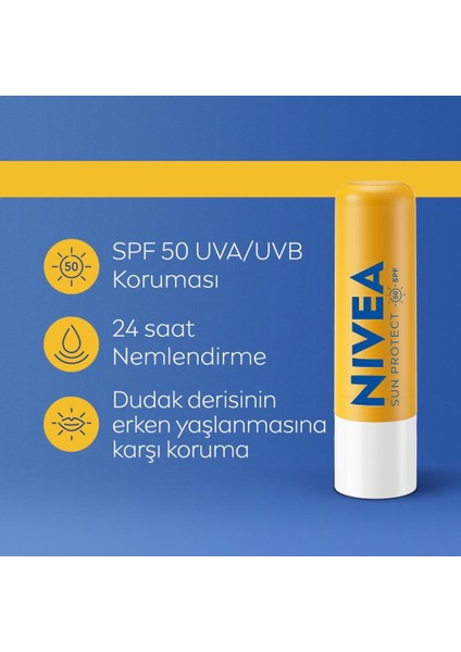 Sun Yüksek Güneş Korumalı Dudak Bakım Kremi 4.8gr, Spf50, 24 Saat Nemlendirici, E Ve C Vitamini