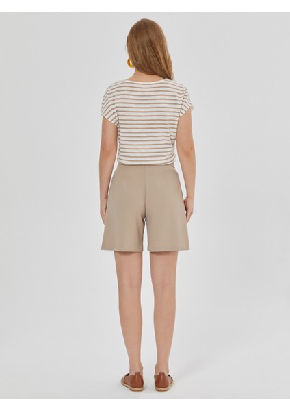 Kadın Short Şort-Bej