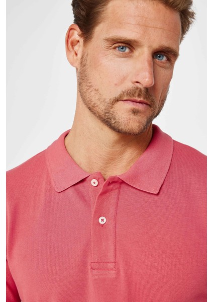 Erkek Slim Fit Dar Kesim Pamuk Düz Pike Pudra Renk Polo Yaka Tişört modelleri