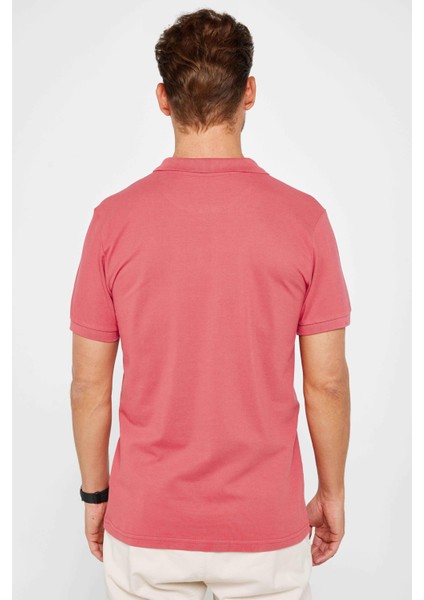 Erkek Slim Fit Dar Kesim Pamuk Düz Pike Pudra Renk Polo Yaka Tişört indirimleri