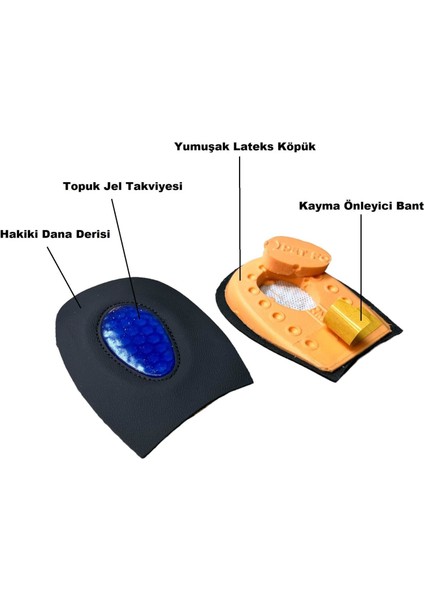 Hakiki Deri Jel Takviyeli Topuk Dikeni Yarım Tabanlık 1 Çift Topuk Dikeni Tabanlık