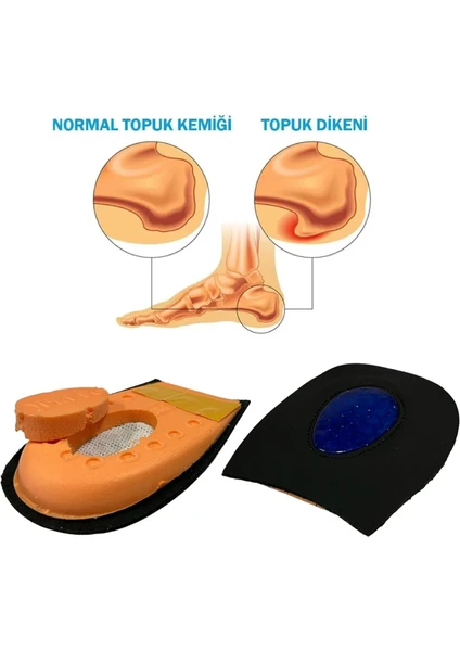 Hakiki Deri Jel Takviyeli Topuk Dikeni Yarım Tabanlık 1 Çift  Topuk Dikeni Tabanlık