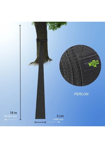 Slackline Denge Yürüme Ipi- 18 Metre Mavi