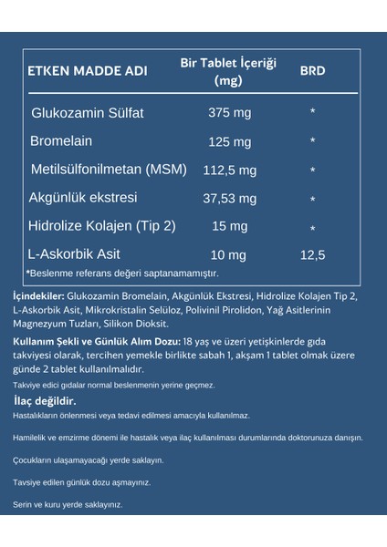 Focus - Hidrolize Kolajen (Tip 2), Bromelain, Glukozamin Içeren Kemik Eklm Sağlığı Takviyesi