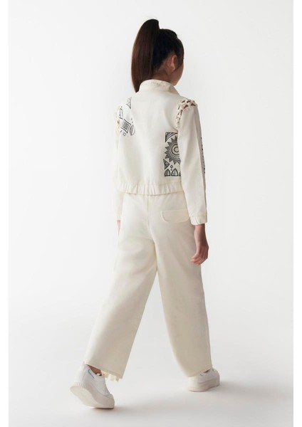 08-14 Yaş Kız Çocuk Ekru Renk Maya Pantolon Ceket Takım fiyatları