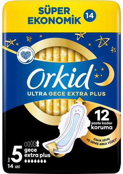 Hijyenik Ped Ultra Gece Extra Plus 14'lü Süper Ekonomik Paket