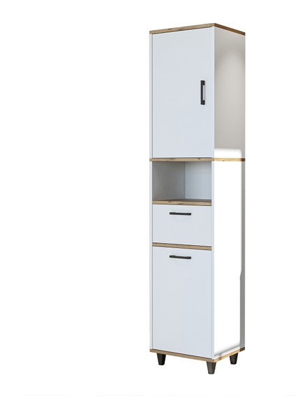 Çamaşır Sepetli Banyo Dolabı, Çok Amaçlı Çekmeceli Dolap 45 x 200 cm indirimleri