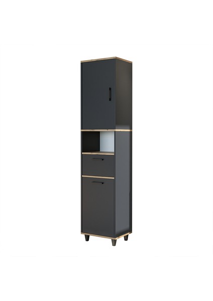 Çamaşır Sepetli Banyo Dolabı, Çok Amaçlı Çekmeceli Dolap 45 x 200 cm