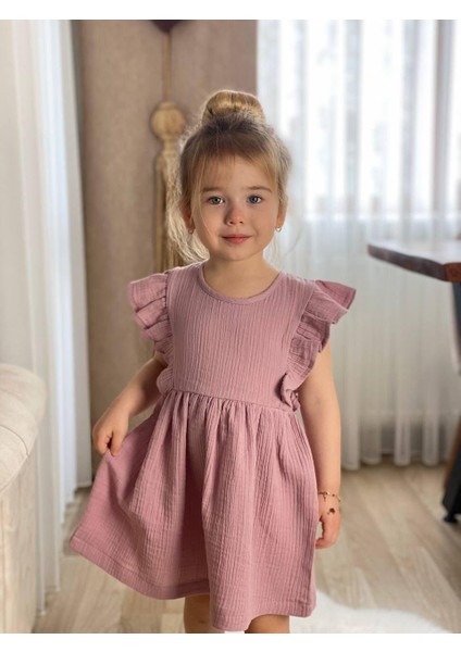 Rainbow Kids Kız Çocuk Müslin Kumaş Elbise