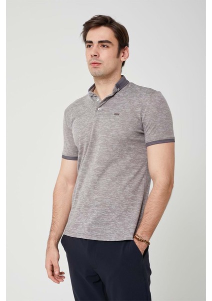 Yakası Triko Polo Yaka Erkek Antrasit Tshirt
