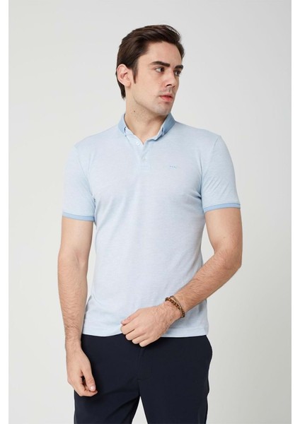 Yakası Triko Polo Yaka Erkek Buz Mavi Tshirt modelleri