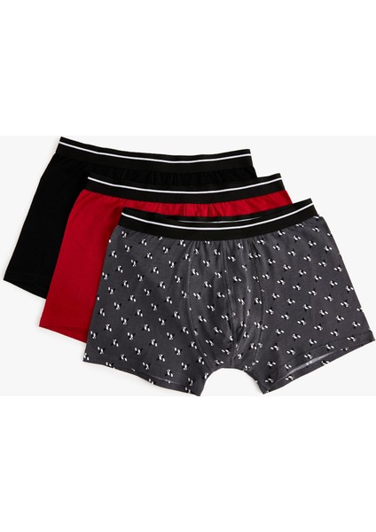 3'lü Boxer Seti Köpek Baskılı Çok Renkli