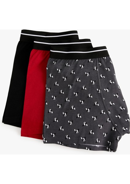 3'lü Boxer Seti Köpek Baskılı Çok Renkli fiyatları