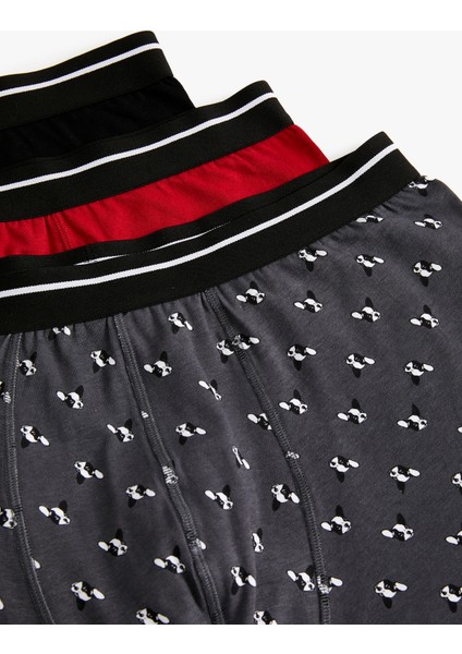 3'lü Boxer Seti Köpek Baskılı Çok Renkli modelleri