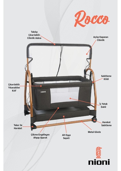Rocco Sallanan Beşik Iç Yatak Dahil