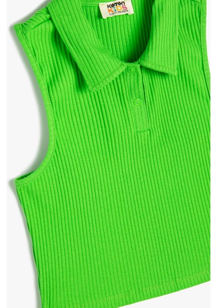 Crop Atlet Polo Yaka Düğmeli Ribanalı Pamuklu modelleri