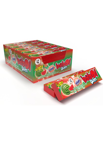 Bubble Gum Zarf Tipi 5li Sakız Tattolu Karpuz(3.5g)20 Adet Şekerli Sakız