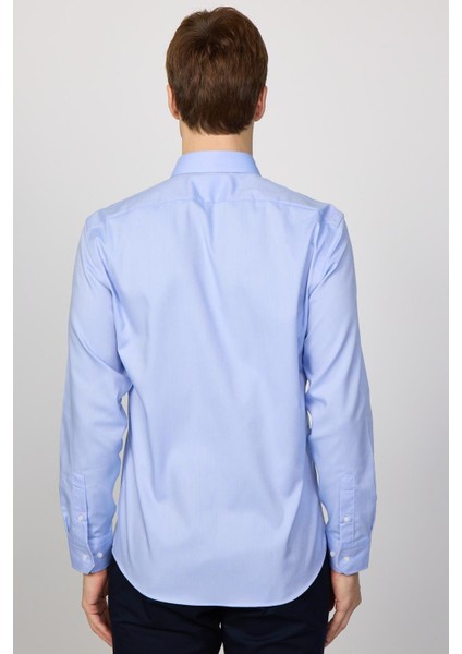 Slim Fit Uzun Kollu Non-Iron Ütü Gerektirmez Mavi Erkek Gömlek indirimleri