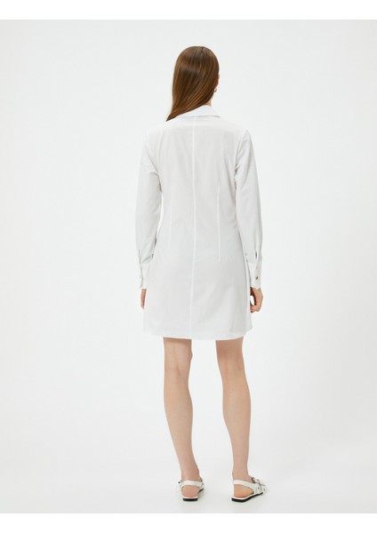Gömlek Elbise Anvelop Düğmeli V Yaka Pamuklu fırsatları