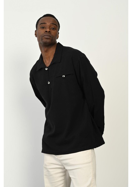 R-3967 Tek Cepli Yaka Detaylı Uzun Kol Gömlek fırsatları