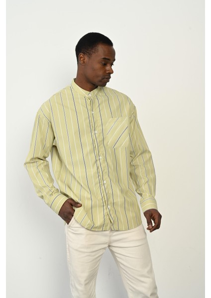 R-3970 Tek Cep Detaylı Çizgili Uzun Kol Gömlek indirimleri