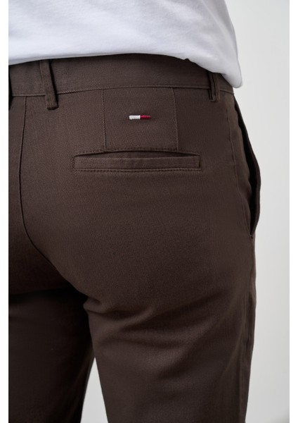 Erkek Yeşil Pamuk Yan Cep Slim Fit Chino Pantolon