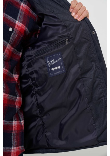 Erkek Lacivert Çıtçıtlı Kapüşonlu Dynamic Fit Rahat Kesim Mont fırsatları