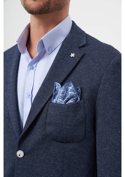 Erkek Lacivert Örme Slim Fit Torba Cep Mono Yaka Spor Ceket modelleri