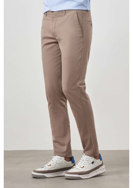 Erkek Bej Yazlık Pamuk Yan Cep Slim Fit Chino Pantolon modelleri
