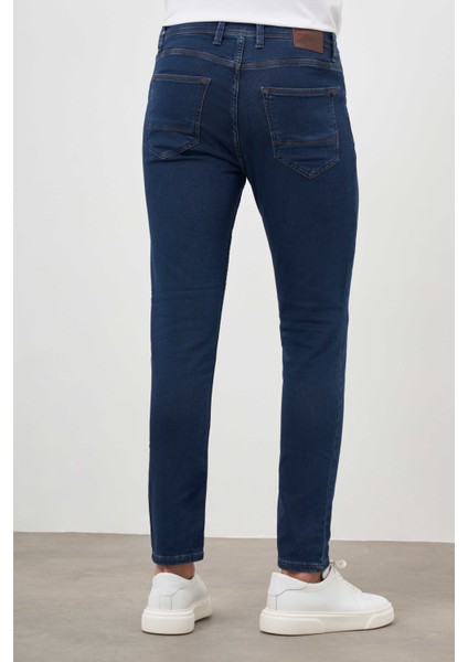 Erkek Lacivert Denim 5 Cep Slim Fit Jean Kot Pantolon indirimleri