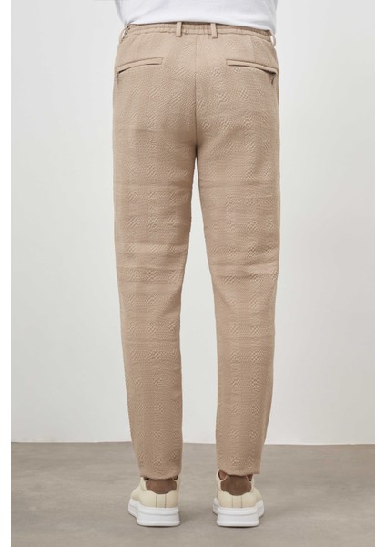Erkek Bej Poliviskon Trend Ipli Jogger Slim Fit Spor Pantolon fırsatları