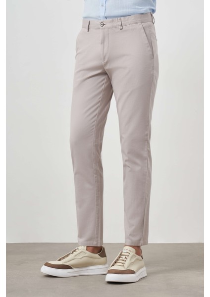 Erkek Taş Yazlık Pamuk Yan Cep Slim Fit Chino Pantolon