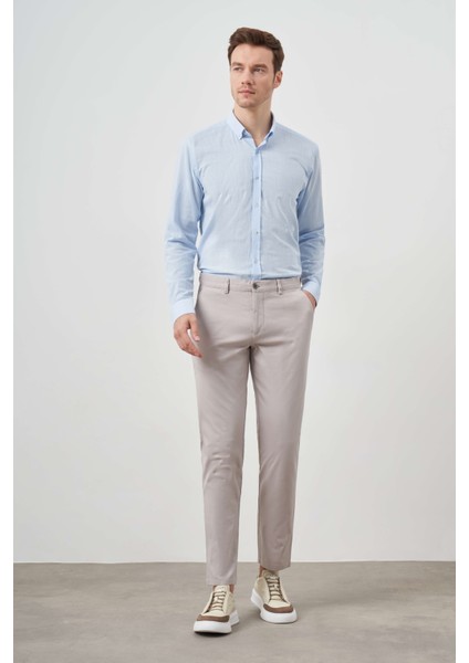 Erkek Taş Yazlık Pamuk Yan Cep Slim Fit Chino Pantolon