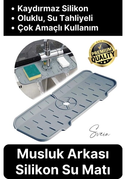 Mutfak Banyo Lavabo Silikon Musluk Arkası Mat Su Tutucu Koruyucu Tezgah Üstü Bulaşık Kurutma Pedi