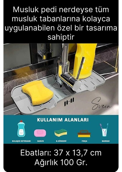 Mutfak Banyo Lavabo Silikon Musluk Arkası Mat Su Tutucu Koruyucu Tezgah Üstü Bulaşık Kurutma Pedi