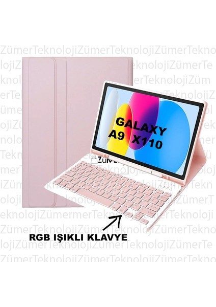 Samsung Tab A9 X110 8.7 Inç Uyumlu Bluetooth Özellikli Rgb Işıklı Türkçe Q Klavyeli Tablet Kılıfıv