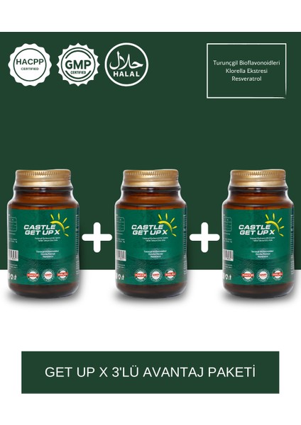 Get Up X - Chlorella (Klorella) Ve Çeşitli Vitaminler Içeren Antioksidan Takviye - 30 Tablet