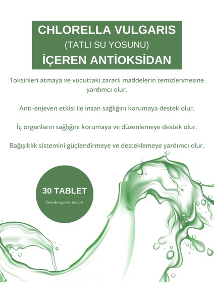 Get Up X - Chlorella (Klorella) Ve Çeşitli Vitaminler Içeren Antioksidan Takviye - 30 Tablet