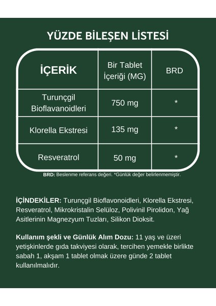 Get Up X - Chlorella (Klorella) Ve Çeşitli Vitaminler Içeren Antioksidan Takviye - 30 Tablet