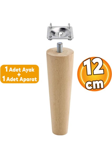Ahşap (12 CM) Dolap Mobilya Koltuk Kanepe Ayağı Ayakları M8 Civatalı Bağlantı Aparatlı