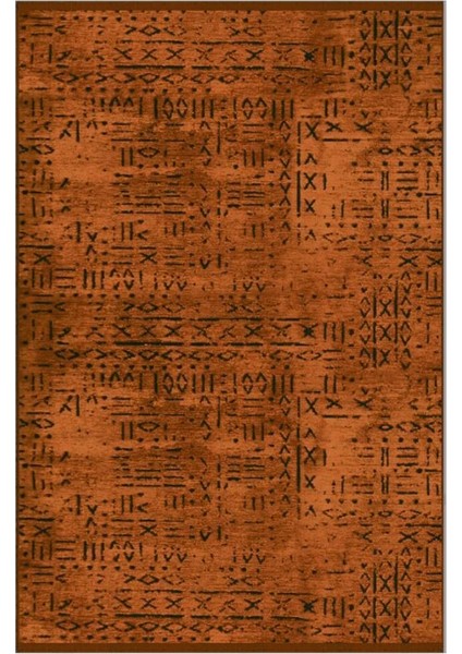 Halı - Makinede Yıkanabilir - Kaymaz Taban - Jute - Kiremit - 160 x 230