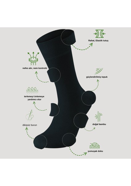 Kral Socks Premium Busines (5 Çift Kutulu) Klasik Uzun Boy Mevsimlik Dikişsiz Erkek Bambu Soket Çorap