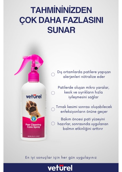 Pati Temizlik ve Koku Giderici Sprey 300ml Kedi Tüy Köpek Pati Temizleme Köpüksüz Pati Bakım