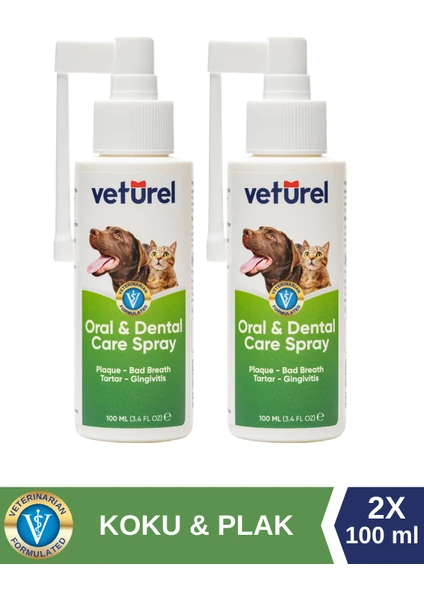 Ağız ve Diş Bakım Spreyi 2x100ml Kedi Ağız Kokusu Giderici Köpek Ağız Kokusu Plak Tartar