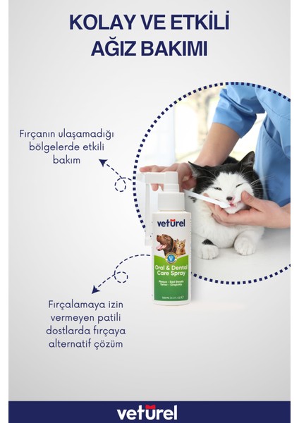 Ağız ve Diş Bakım Spreyi 2x100ml Kedi Ağız Kokusu Giderici Köpek Ağız Kokusu Plak Tartar